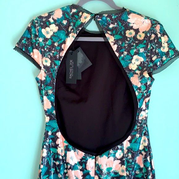 Rachel Zoe Size 8 Fun Fashion Cap Sleeve Floral Green Cocktail Dress on Queenly