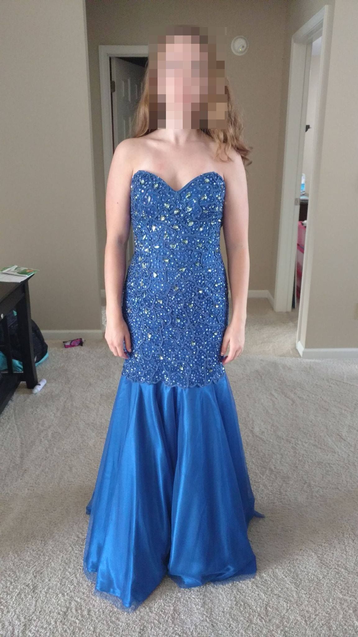 Size 4 Strapless Royal Blue Mermaid Dress on Queenly