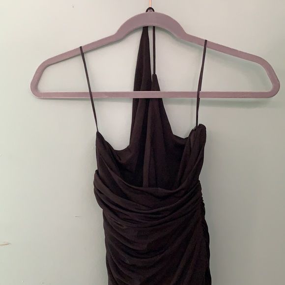 Misha Collection Size 4 Wedding Guest Halter Black Cocktail Dress on Queenly