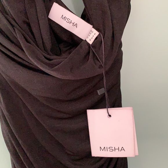 Misha Collection Size 4 Wedding Guest Halter Black Cocktail Dress on Queenly