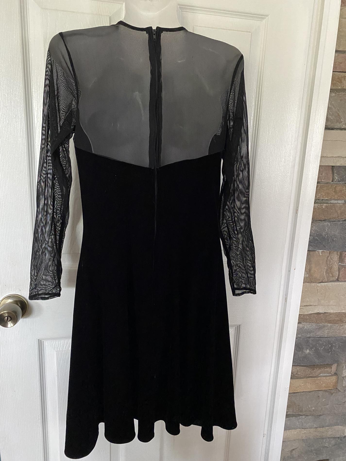 Niki by Niki Livas Size 10 Homecoming Long Sleeve Velvet Black A-line Dress on Queenly