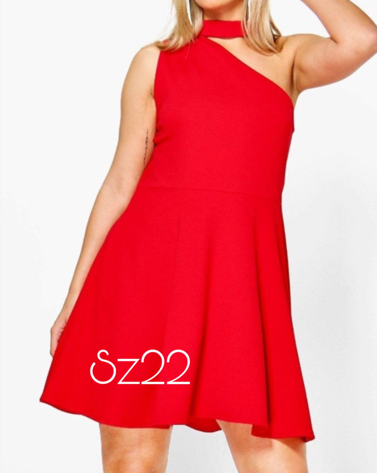 Plus Size 22 Homecoming High Neck Red Cocktail Dress on Queenly