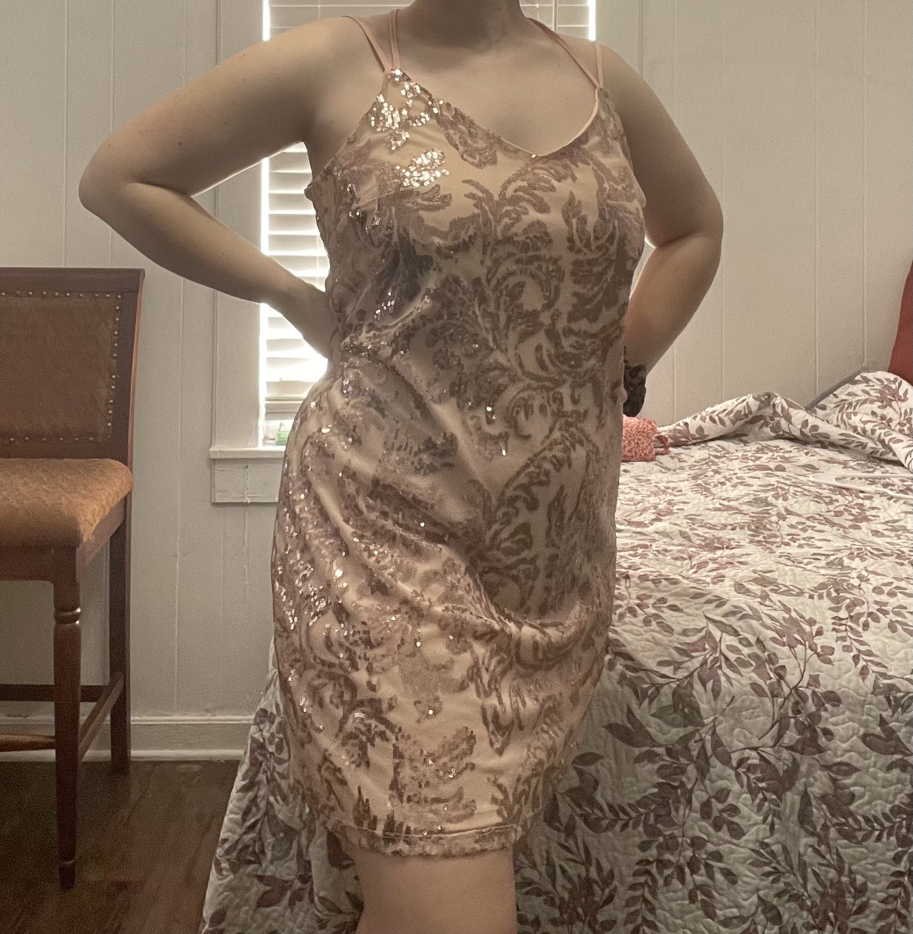 Size 10 Homecoming Rose Gold A-line Dress on Queenly