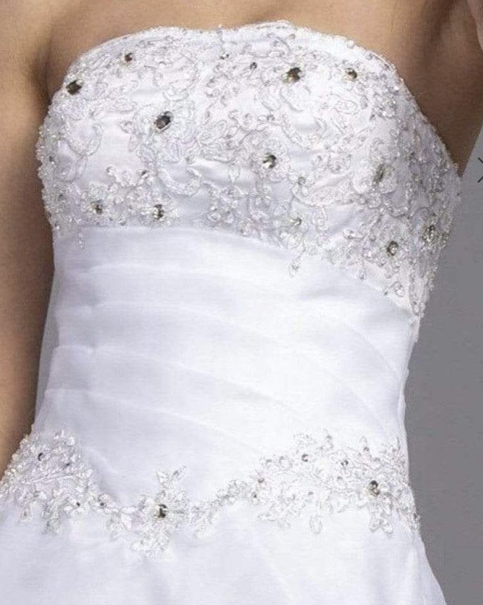 Size 10 Strapless Lace White Ball Gown on Queenly
