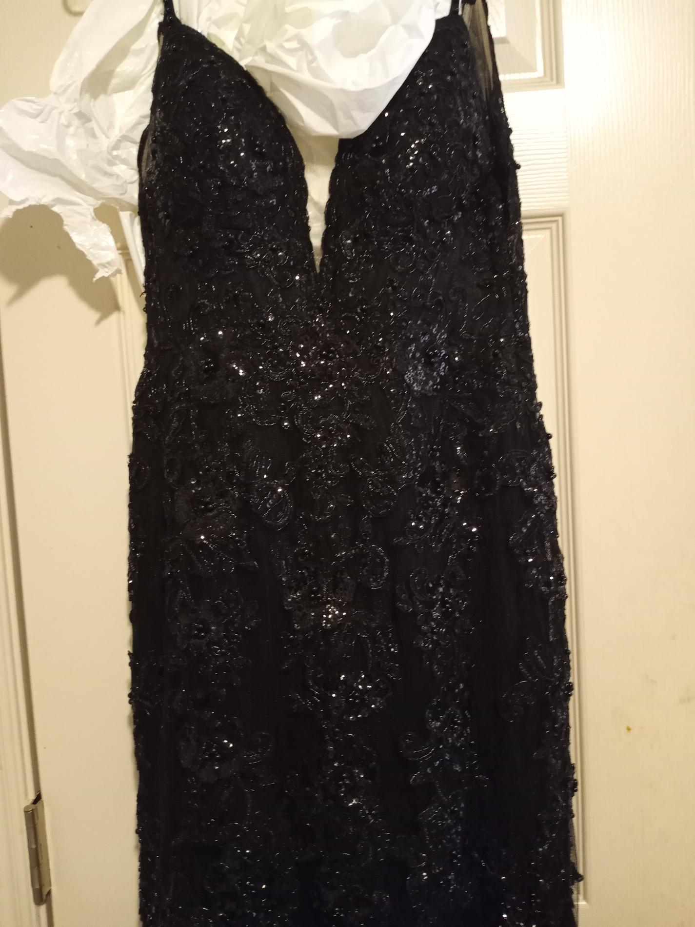 Size 4 Prom Plunge Black Floor Length Maxi on Queenly