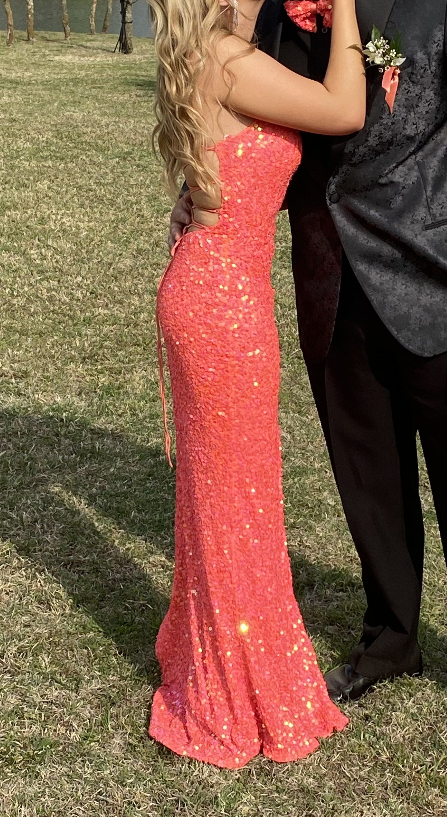 Size 2 Prom Coral Side Slit Dress on Queenly