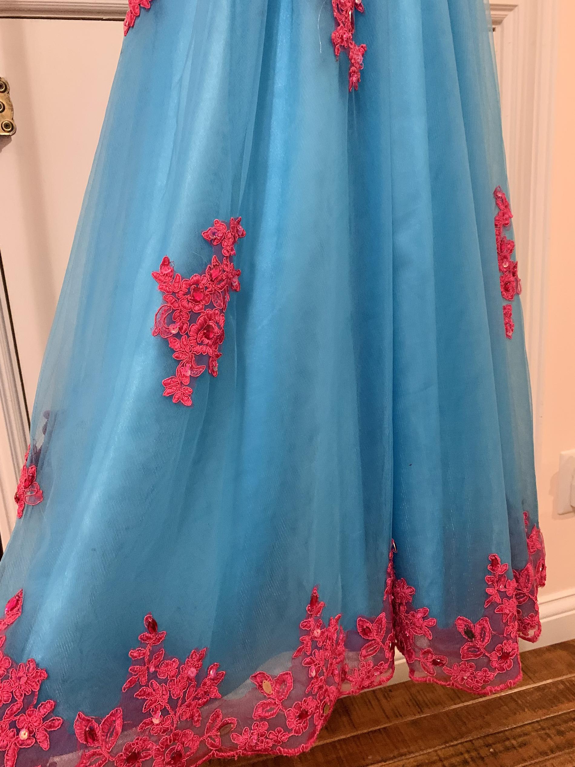 WZY Girls Size 7 Pageant Blue Ball Gown on Queenly