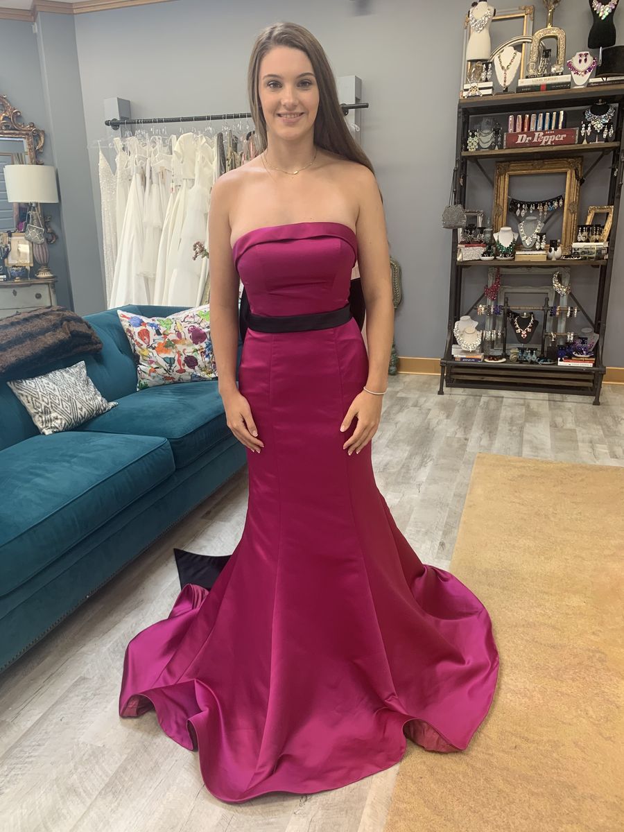 Size 0 Prom Strapless Hot Pink Mermaid Dress on Queenly