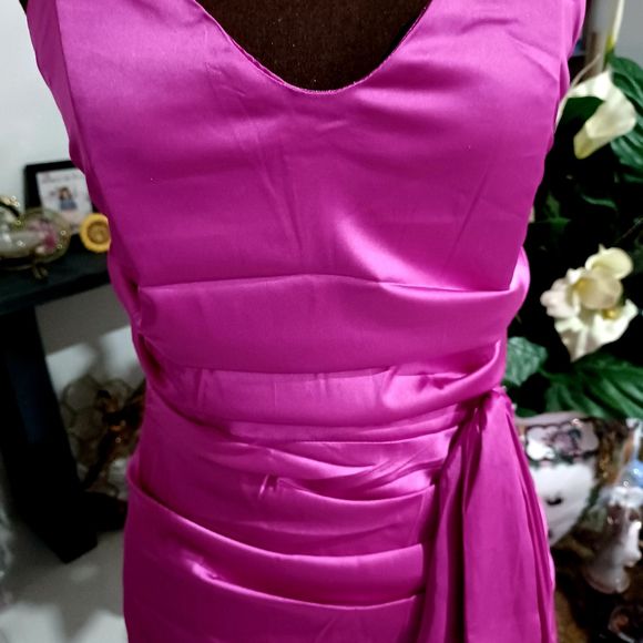 Fashion Nova Size 10 Satin Hot Pink Cocktail Dress on Queenly