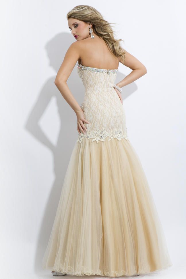 Style 2736 Rachel Allan Nude Size 10 Pageant Tall Height Strapless Prom Mermaid Dress on Queenly