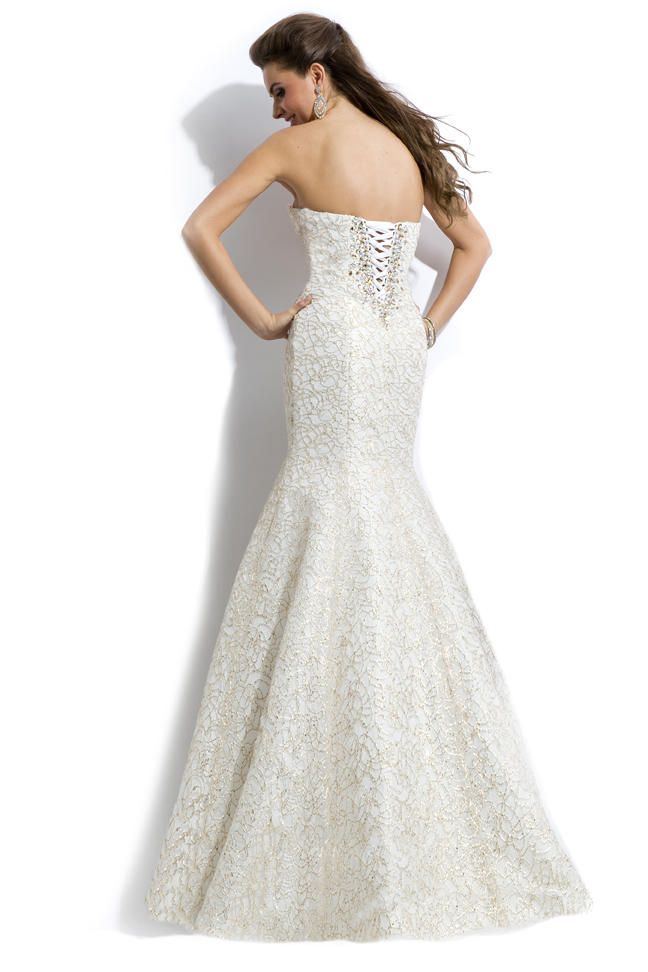 Style 2715 Rachel Allan Size 6 Prom White Mermaid Dress on Queenly