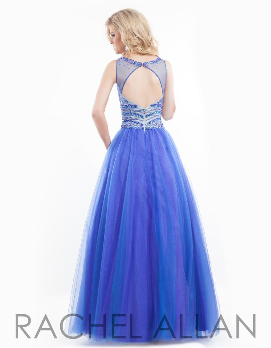 Style 6911 Rachel Allan Size 4 Prom Sheer Purple A-line Dress on Queenly