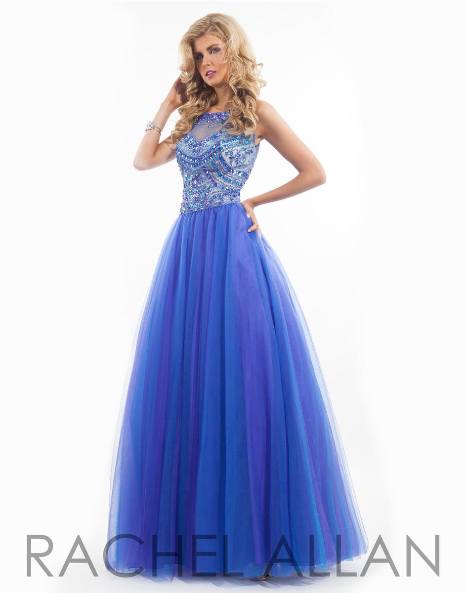 Style 6911 Rachel Allan Purple Size 4 Tall Height Sheer Prom A-line Dress on Queenly