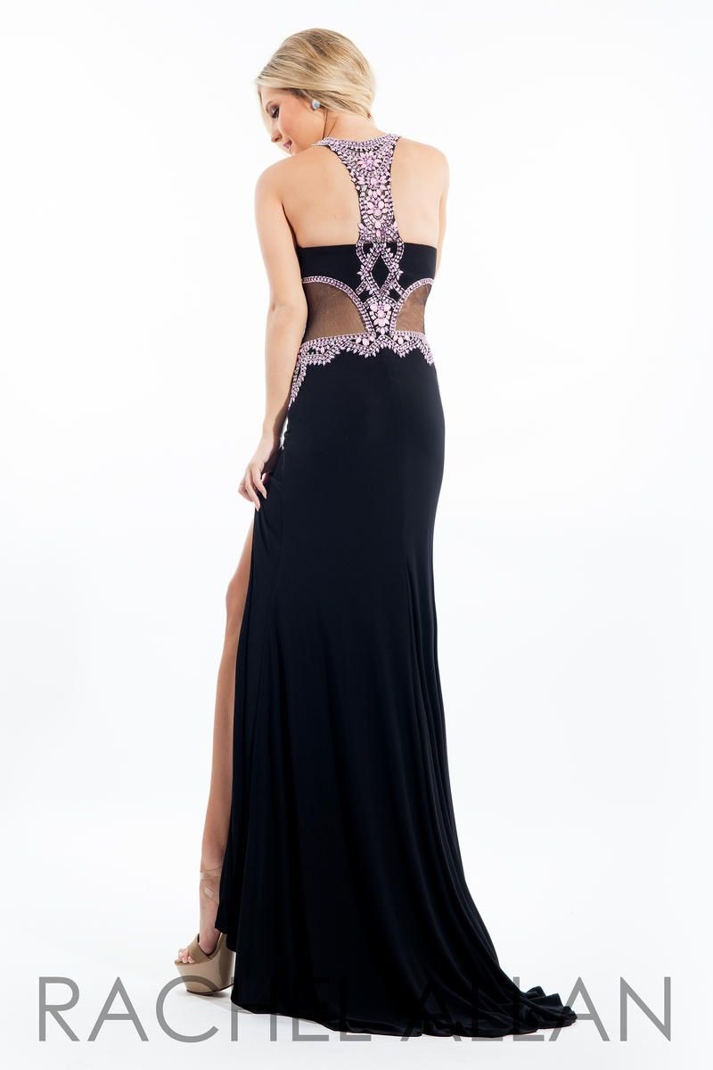 Style 7188RA Rachel Allan Size 0 Prom Black Side Slit Dress on Queenly