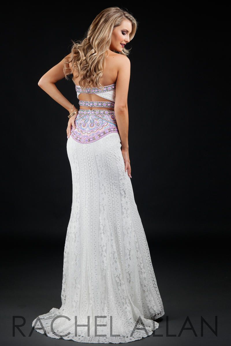 Style 7150RA Rachel Allan Size 0 Prom Lace White Mermaid Dress on Queenly