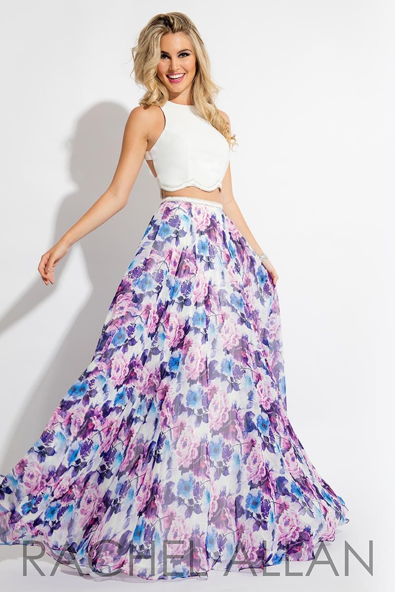 Style 7692 Rachel Allan Size 8 Prom Floral Multicolor A-line Dress on Queenly