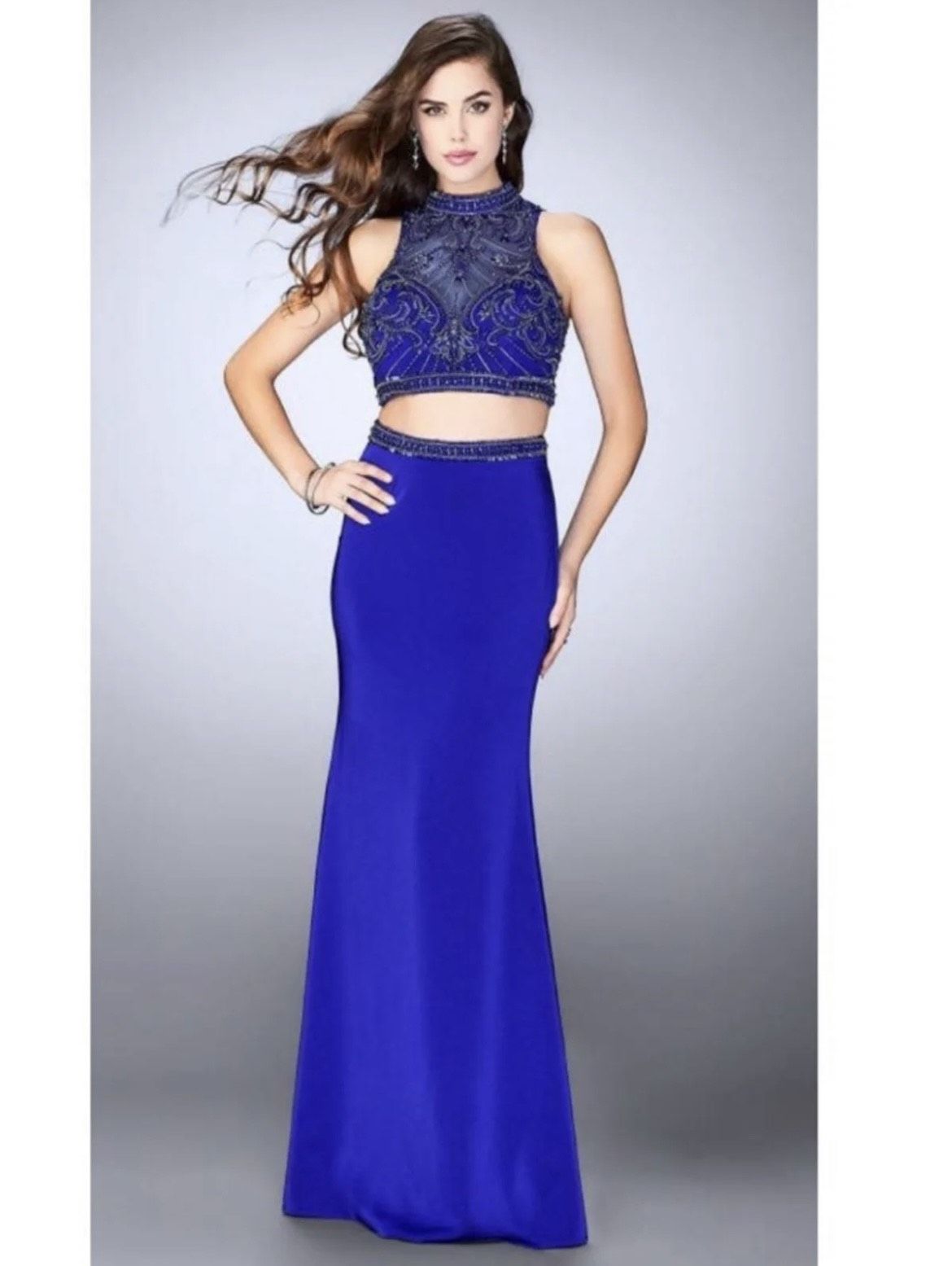 GiGi Designs Straight Dress Size 0 Prom Royal Blue Floor Length Maxi on Queenly