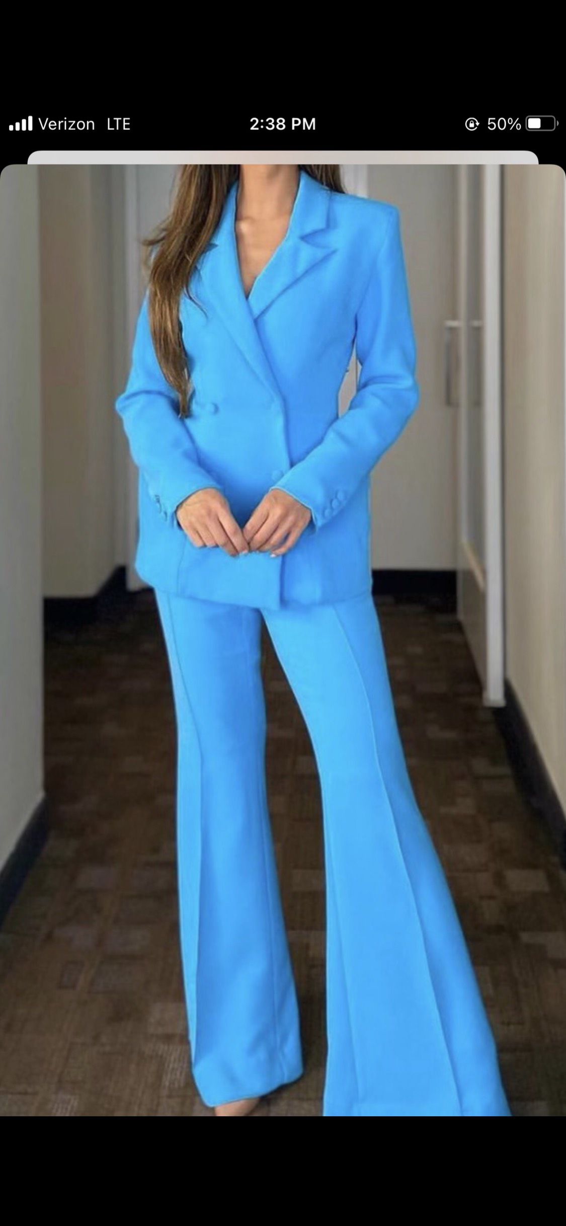 Fernando Wong Size 4 Pageant Interview Long Sleeve Turquoise Blue Formal Jumpsuit on Queenly