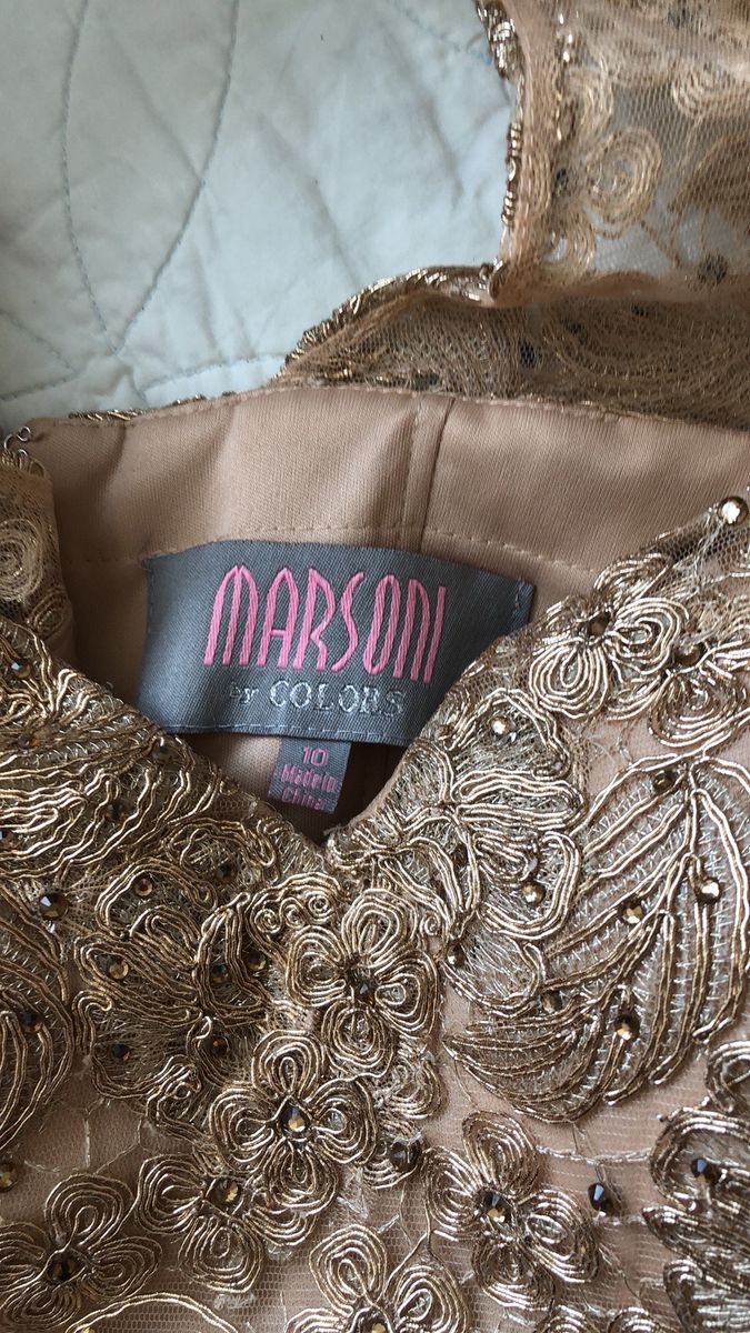 Marsoni by Colors Size 10 Lace Gold Mermaid Dress on Queenly