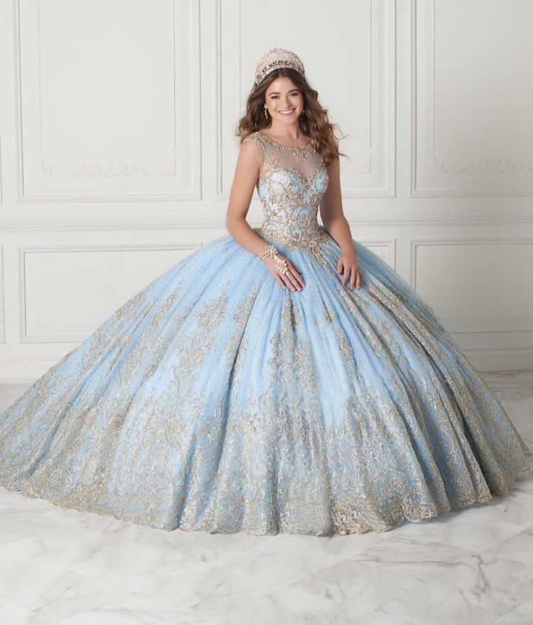 Size 10 Pageant High Neck Lace Light Blue Ball Gown on Queenly