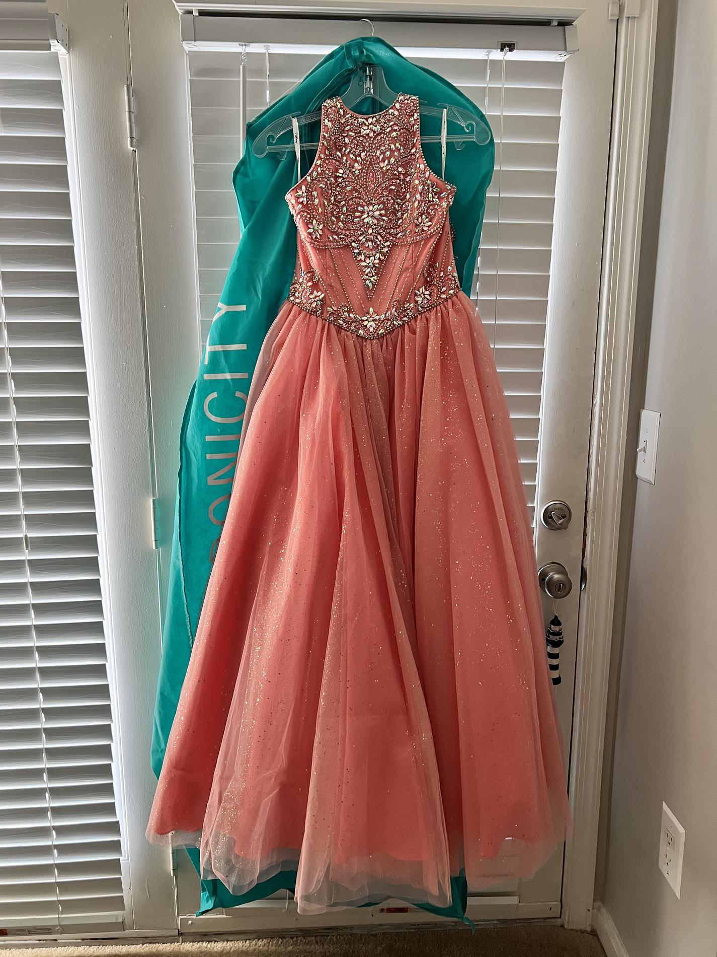 Tiffany Designs Girls Size 12 Coral Ball Gown on Queenly