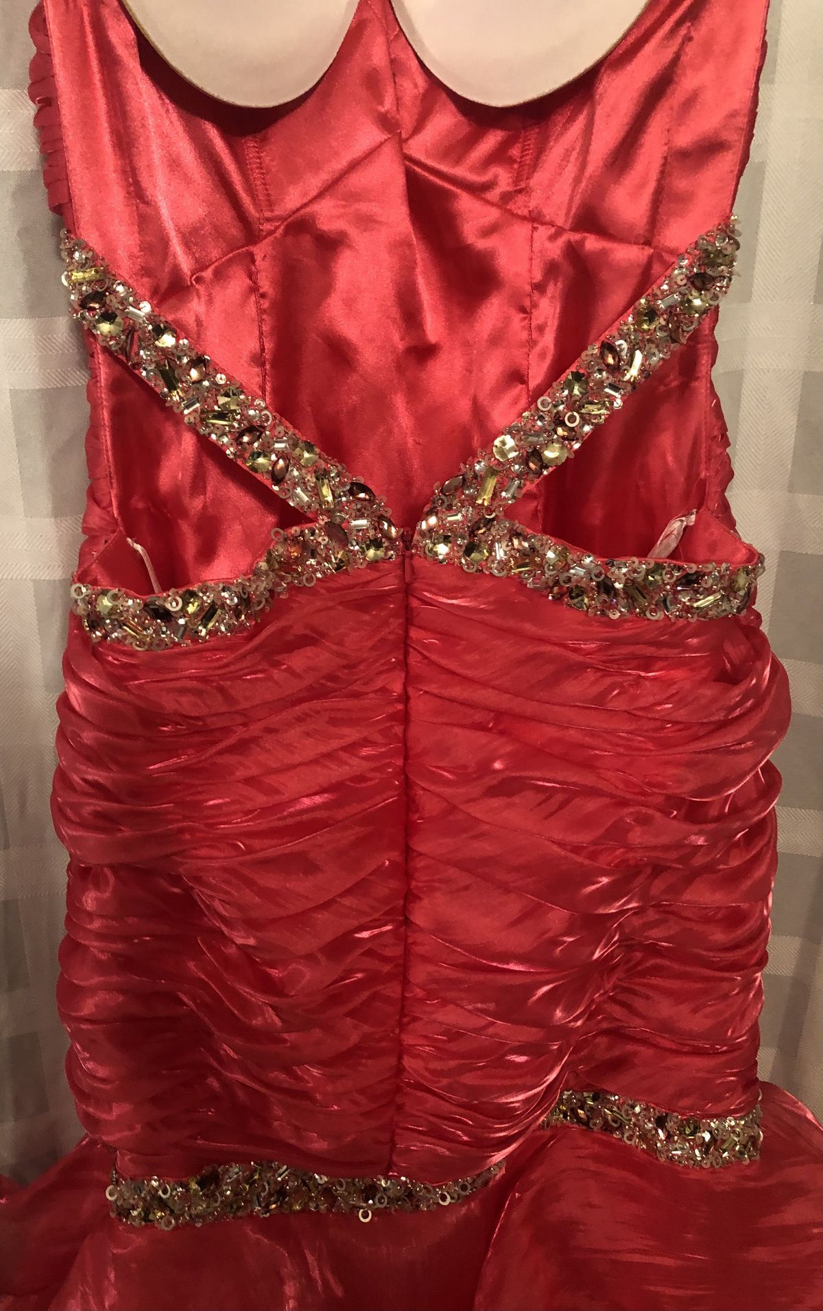 Size 10 Prom Halter Sequined Hot Pink Mermaid Dress on Queenly