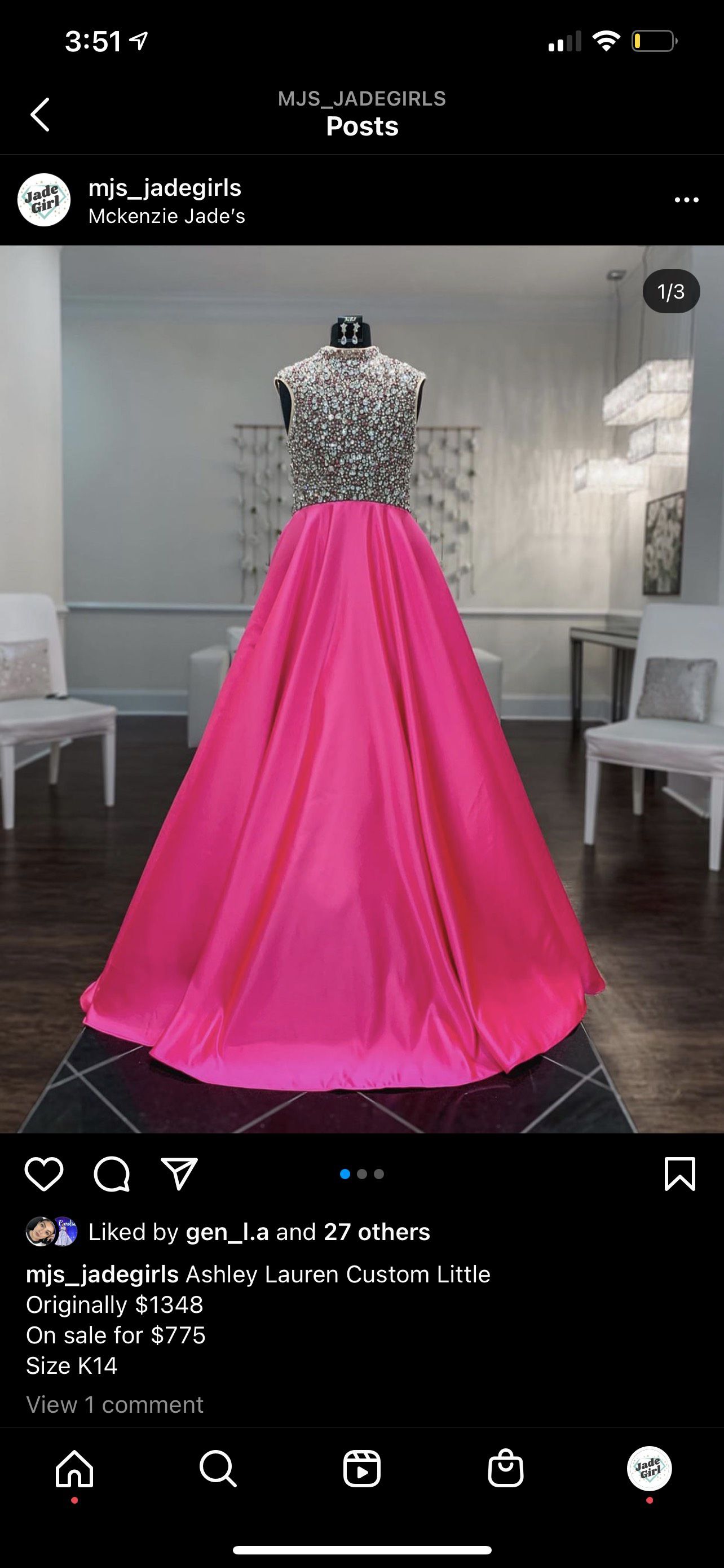 Ashley Lauren Girls Size 14 High Neck Hot Pink A-line Dress on Queenly