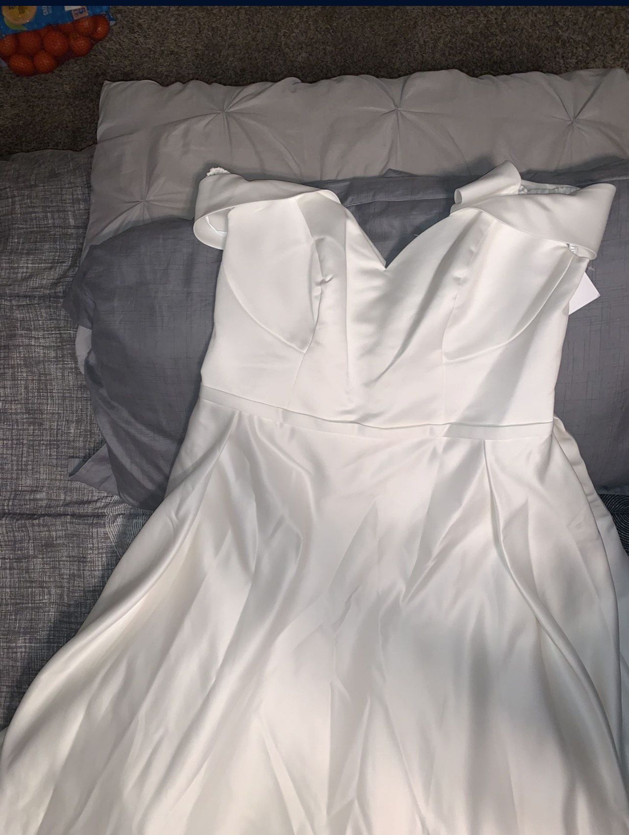 Plus Size 16 Wedding Off The Shoulder White Dress With Train on Queenly