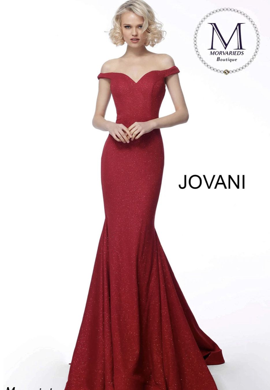 Jovani Size 12 Prom Off The Shoulder Burgundy Red Mermaid Dress on Queenly