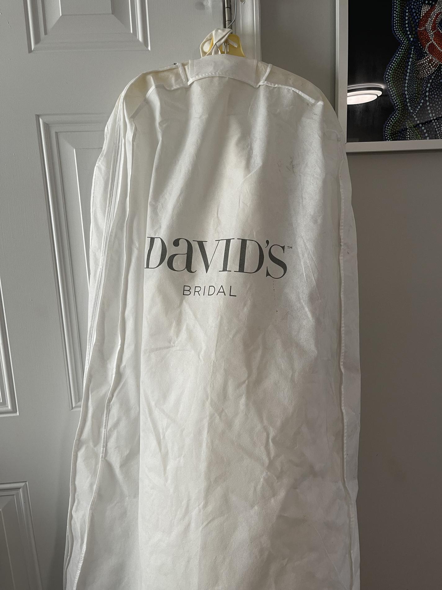 David's Bridal Size 8 Wedding Halter White Dress With Train on Queenly