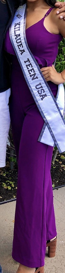 XOXO Purple Size 4 Ruffles Jumpsuit Dress on Queenly