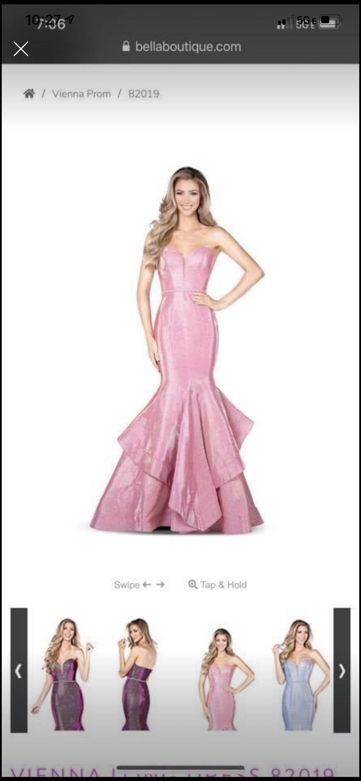 Vienna Pink Size 6 Pageant Train Strapless Ruffles Prom Mermaid Dress on Queenly