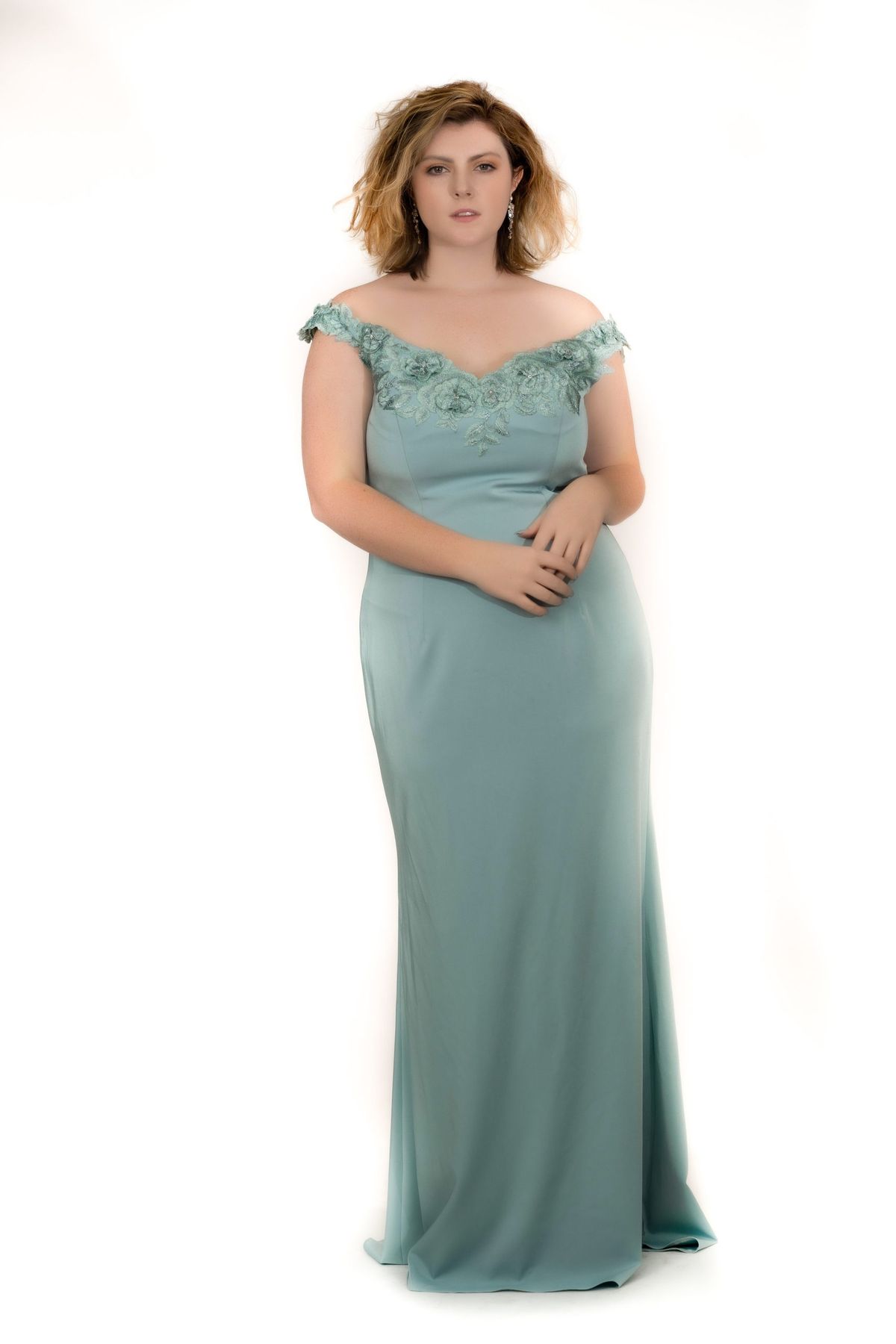 Style Eva Socialite Fashions Plus Size 16 Prom Off The Shoulder Light Blue Mermaid Dress on Queenly