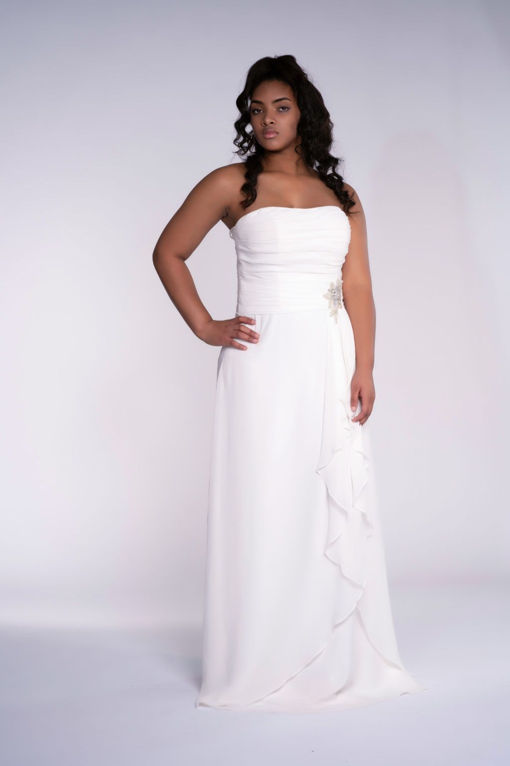 Style Grace Socialite Fashions White Size 12 Tall Height Strapless Prom A-line Dress on Queenly