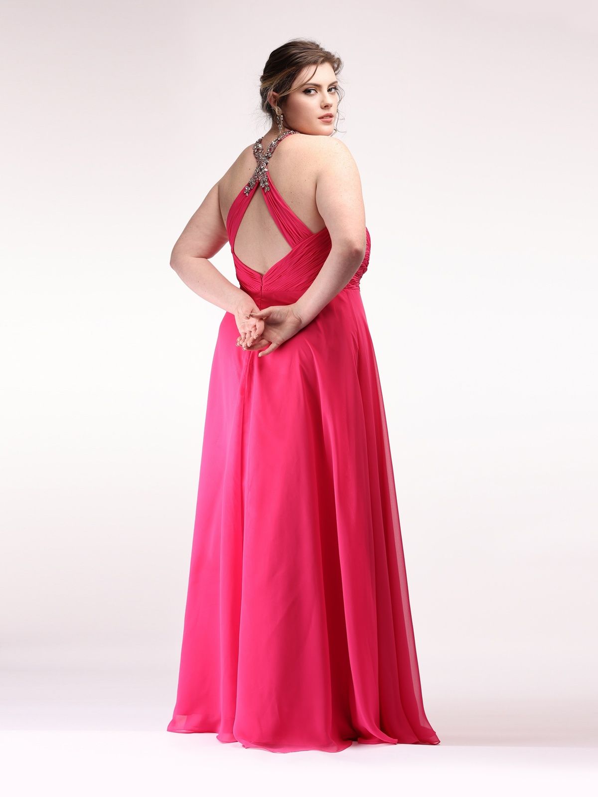 Style Makayla Socialite Fashions Plus Size 18 Prom Halter Sequined Hot Pink Floor Length Maxi on Queenly