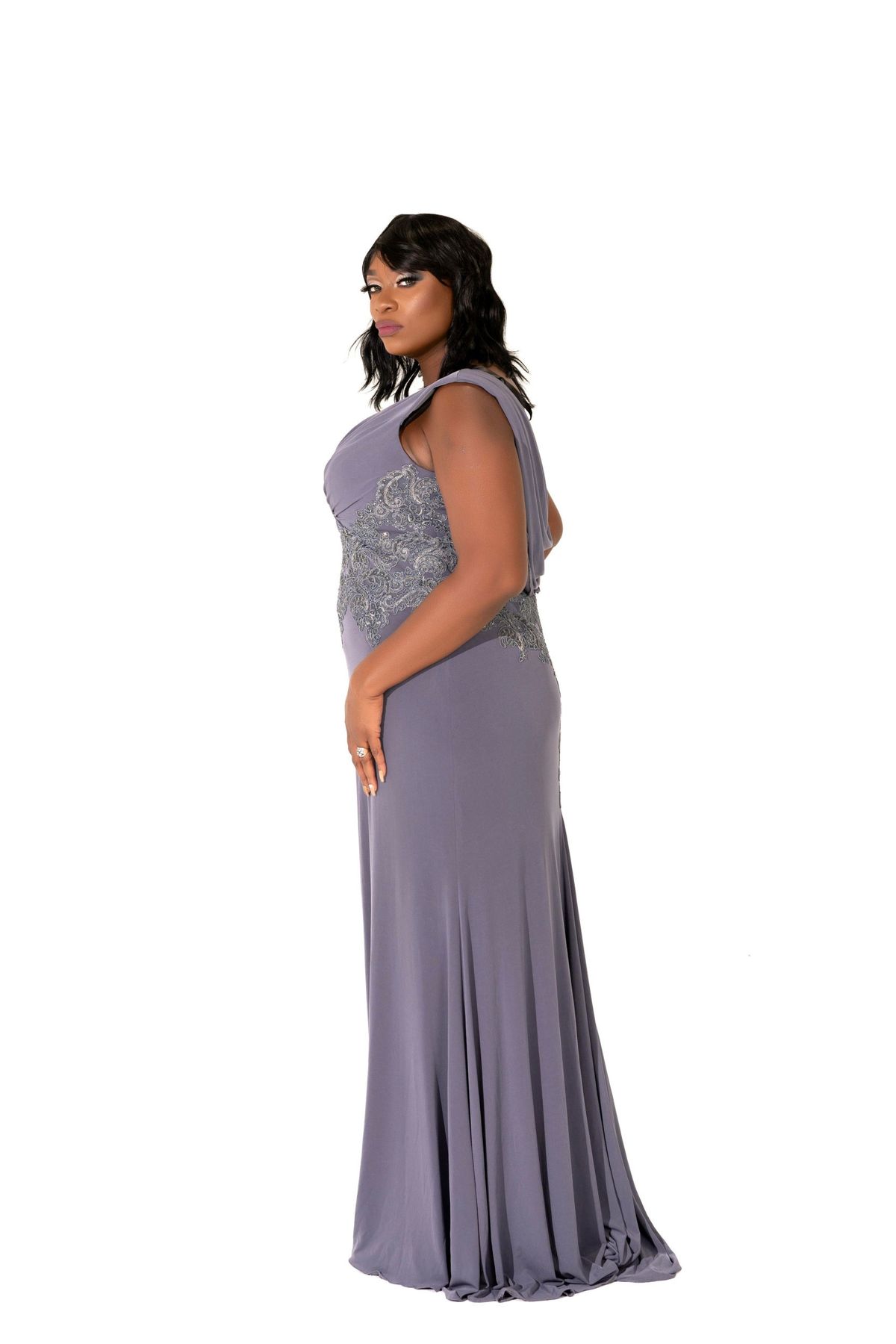 Style Luna Socialite Fashions Plus Size 18 Bridesmaid Purple Mermaid Dress on Queenly
