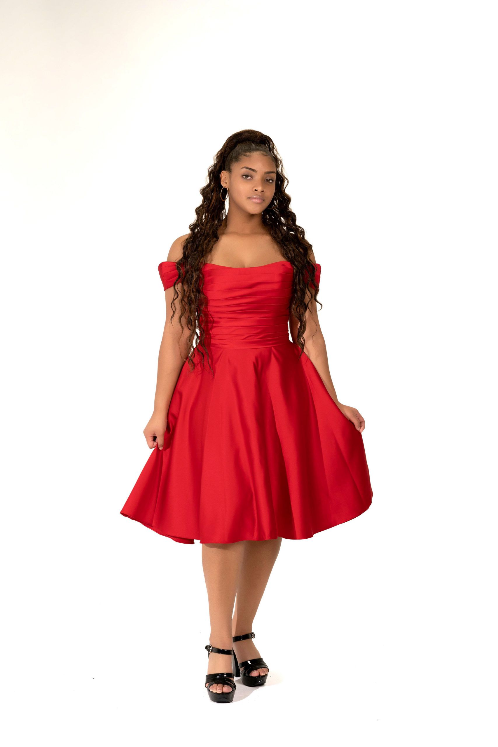 Style Valeria Socialite Fashions Size 10 Homecoming Off The Shoulder Red Cocktail Dress on Queenly