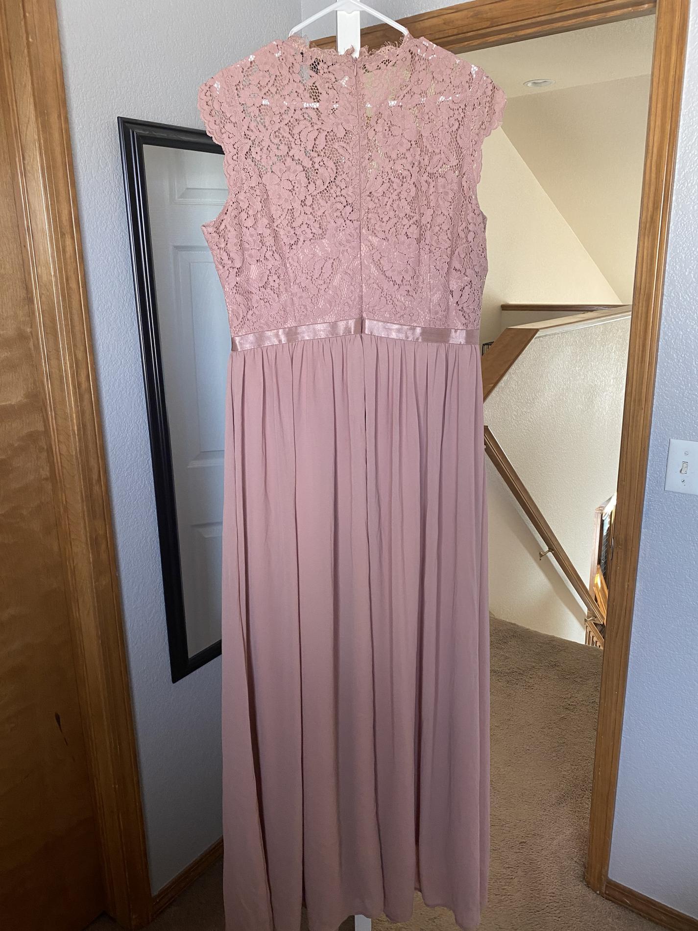 MIUSOL Size 14 Bridesmaid High Neck Lace Pink Ball Gown on Queenly