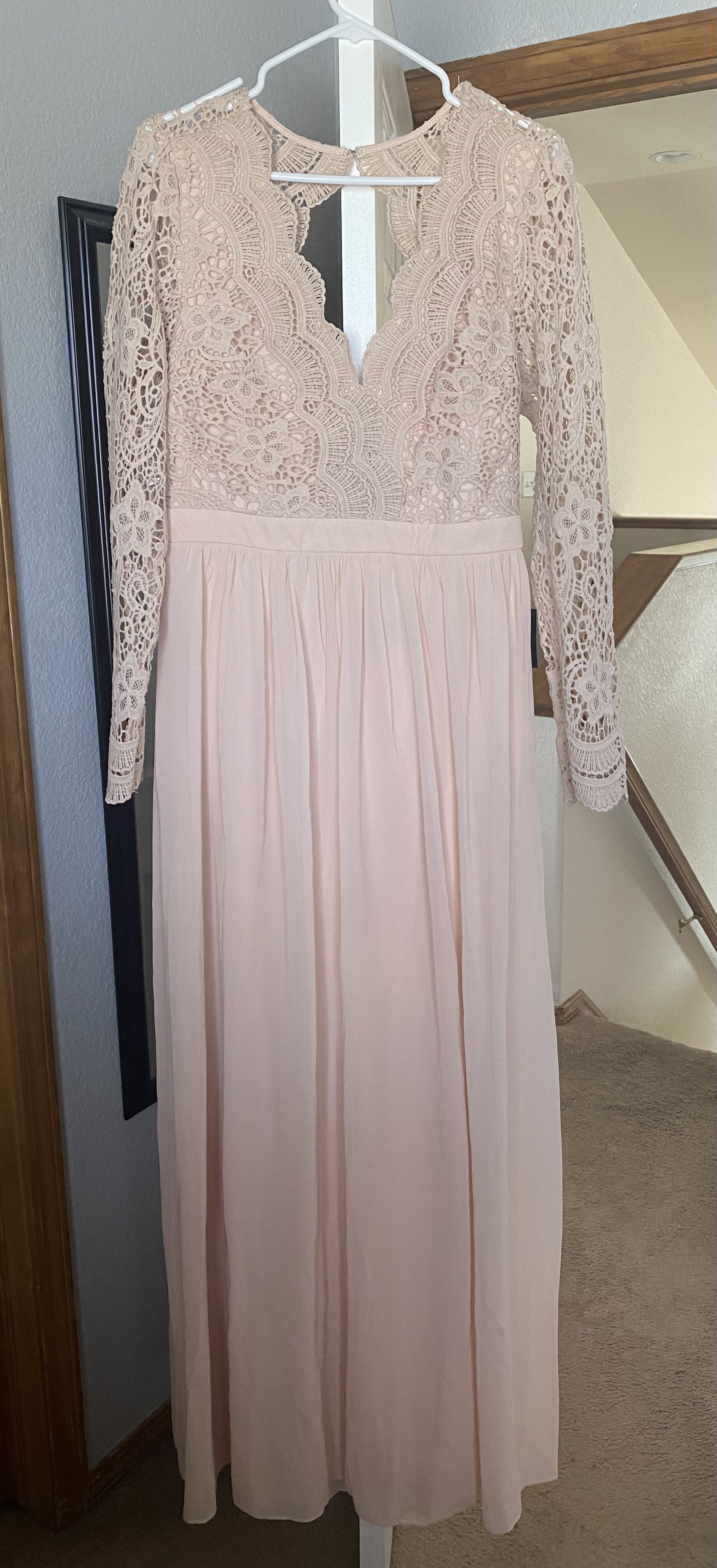 Lulu’s Pink Size 14 Sheer Ball gown on Queenly