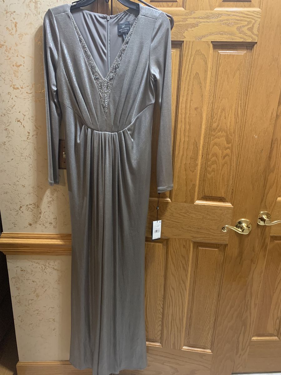 Size 6 Plunge Silver Floor Length Maxi on Queenly