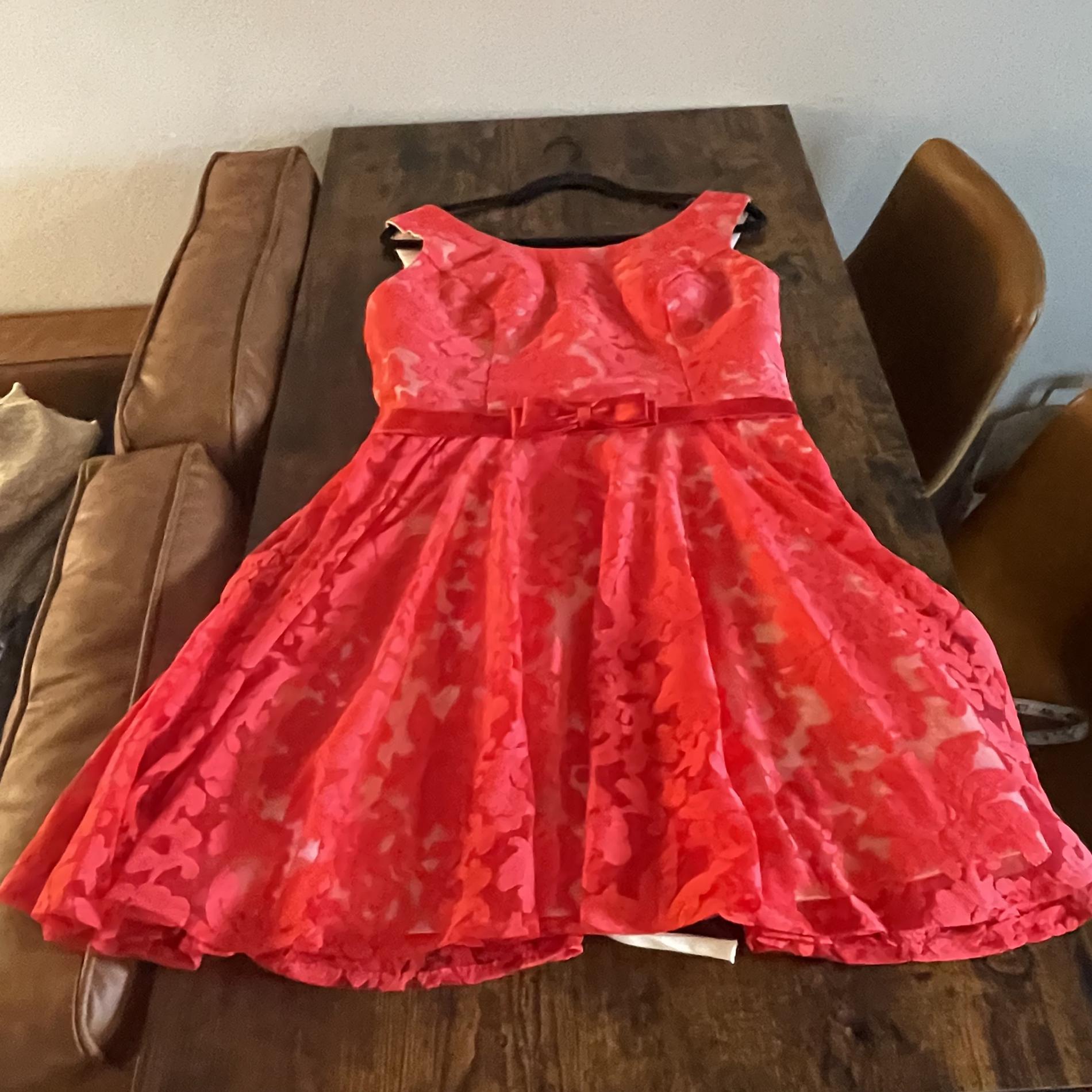 Size 10 Lace Red A-line Dress on Queenly