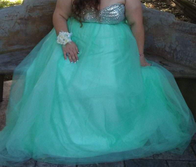 Plus Size 26 Light Green Ball Gown on Queenly
