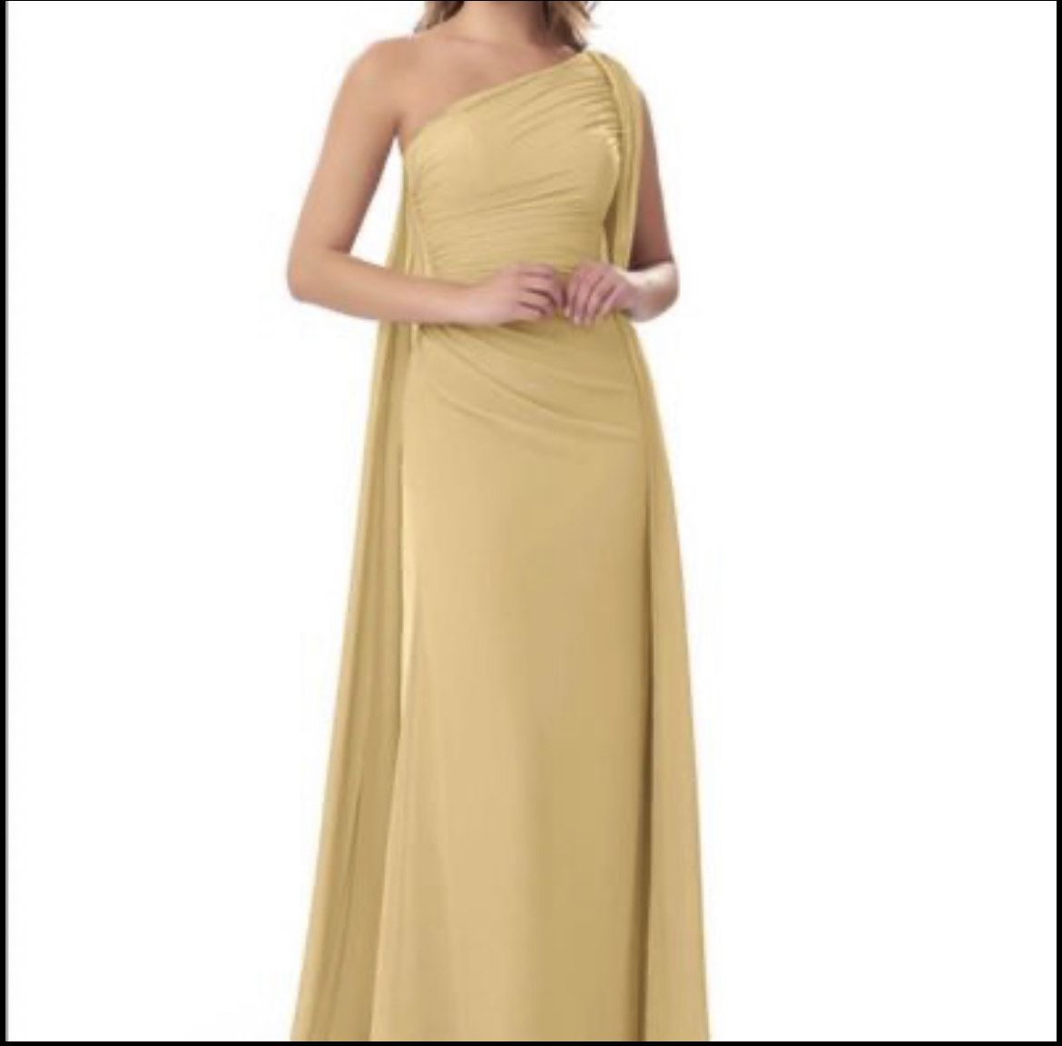 Size 14 Bridesmaid Gold Ball Gown on Queenly
