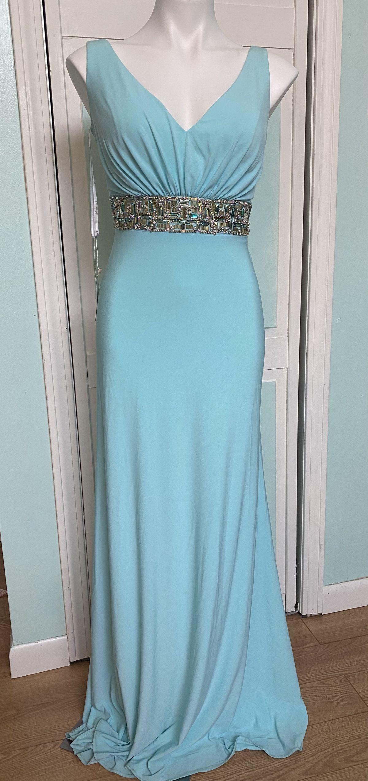 Tony Bowls Size 12 Turquoise Blue Floor Length Maxi on Queenly