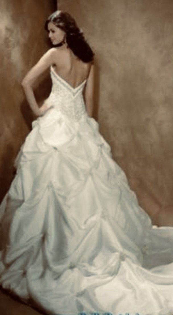 Allure Bridal Size 8 Wedding Strapless Sequined White Ball Gown on Queenly