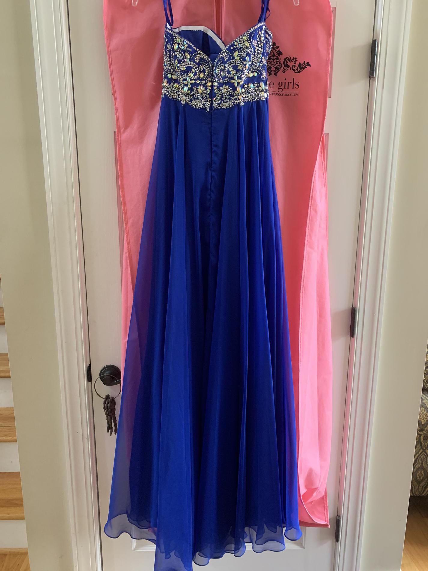 Night Moves Royal Blue Size 0 Beaded Top Strapless Prom Straight Dress on Queenly