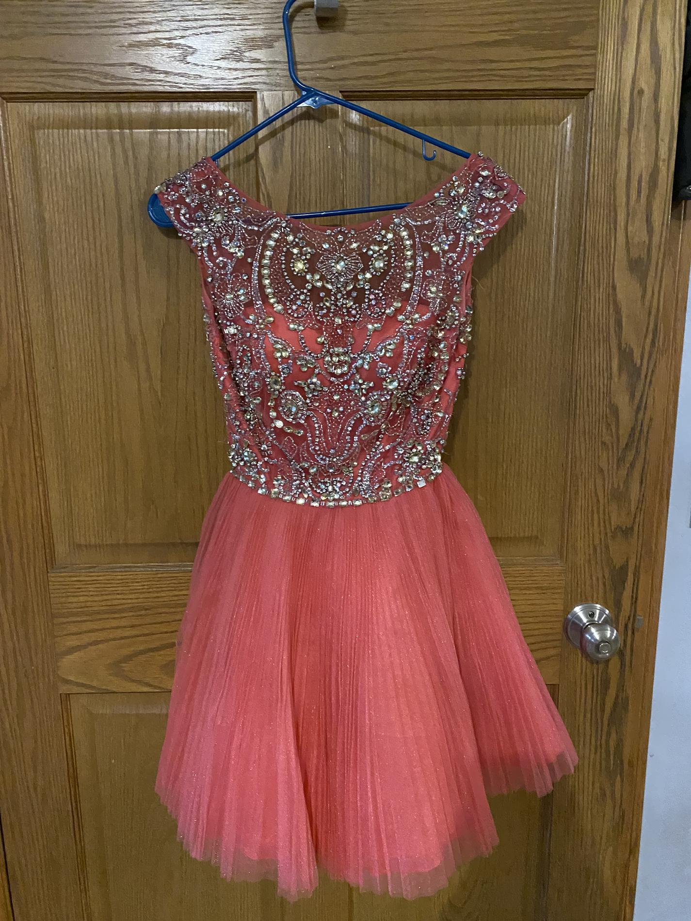 Sherri Hill Pink Size 2 Homecoming Beaded Top Boat Neck Cocktail Dress on Queenly