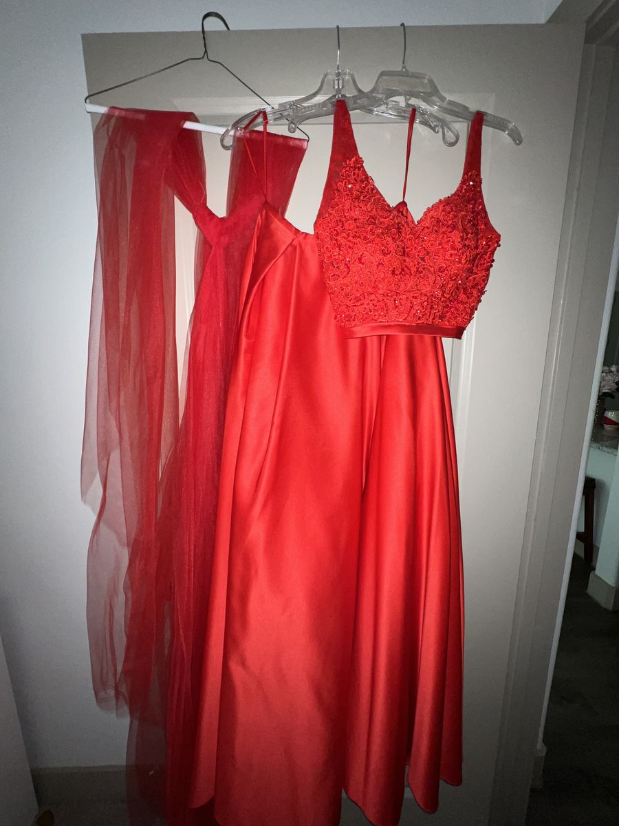 Abby Paris Size 2 Red Ball Gown on Queenly