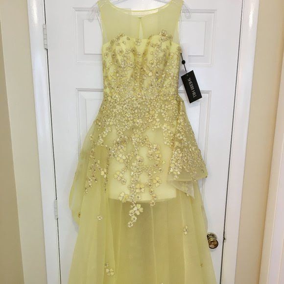 Sherri Hill Size 4 Prom Lace Yellow Floor Length Maxi on Queenly