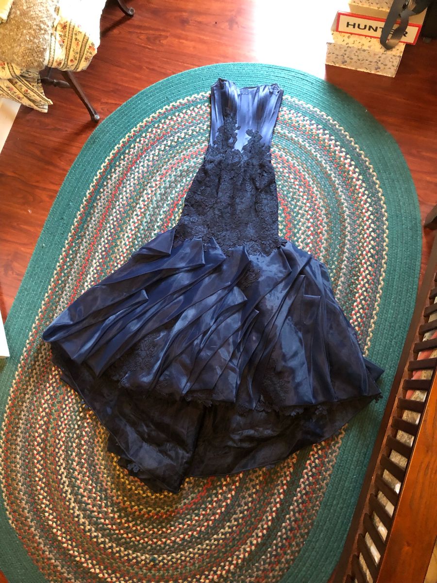 Juan Carlos Size 0 Pageant Strapless Blue Mermaid Dress on Queenly